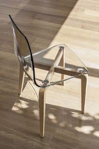 BERLINO SE506, Chair with wooden frame, polycarbonate seat, modern style