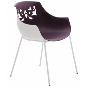 Flora, Stackable rounded shaped chair, perforated back
