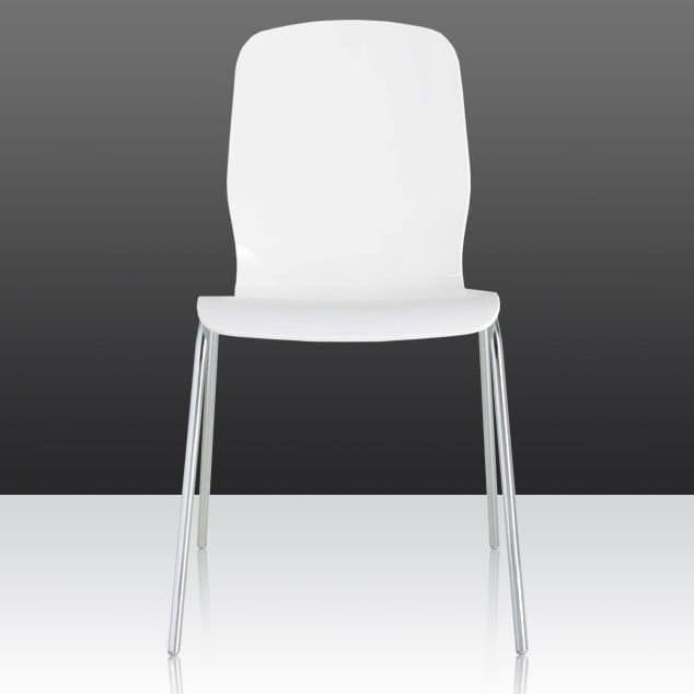 Glamour, Chair in chromed steel with polycarbonate shell, available in various colors