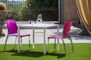 Liana polycarbonate, Stackable chair with clean lines, for outdoor use