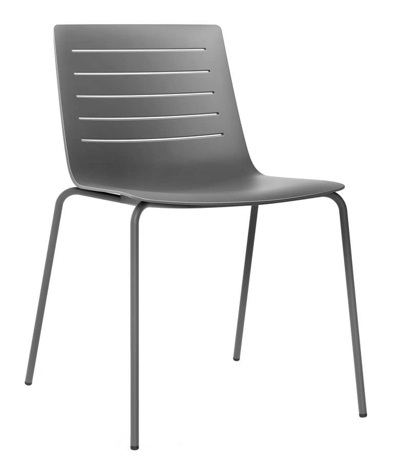 Slim 01, Metal chair with plastic shell suited for modern bars and kitchens