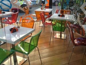 Sol chair, Chairs in colored polycarbonate, stackable, for bar restaurant and kitchen