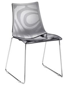 Zebra S, Metal chair with polycarbonate seat, stackable