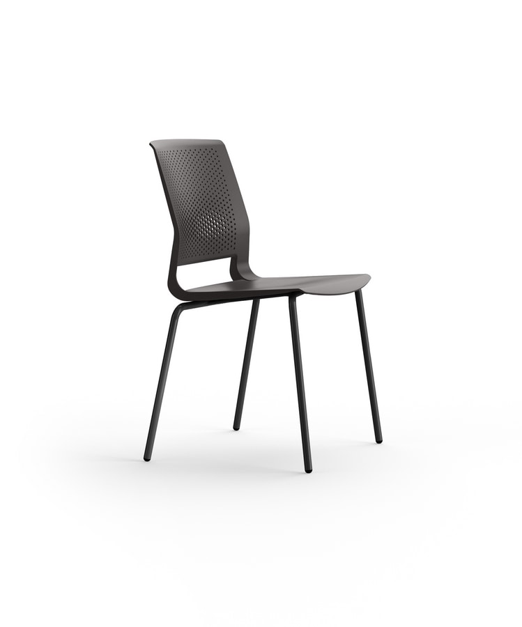 Bea, Chair with polypropylene shell, available in recycled material