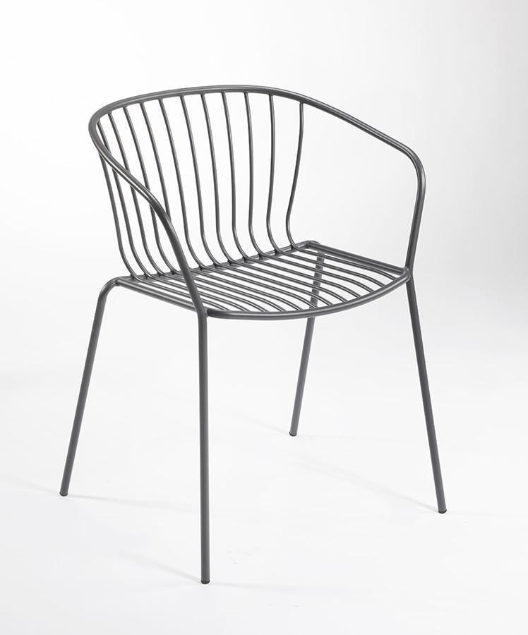 Amitha B, Metal chair with armrests, for outdoors