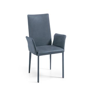 Anemone high br, Leather chair with high backrest, with armrests