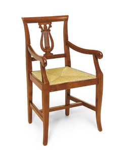 Art. 101/A, Wooden chair with armrests, harp-shaped decoration