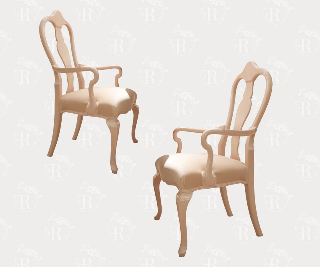 Art. C320, Chair with armrests, in pink lacquered wood