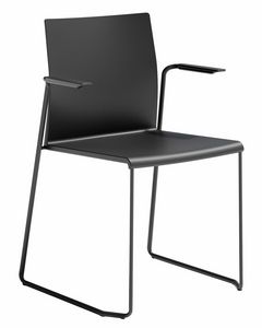 Artesia SS, Chair with armrests, sled base
