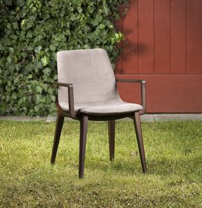 Bassano with armrests, Wooden chair with armrests