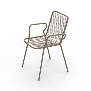 Elba P, Metal chair with armrests, for outdoors