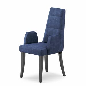 Electra chair with armrests, Dining chair with armrests, in padded wood