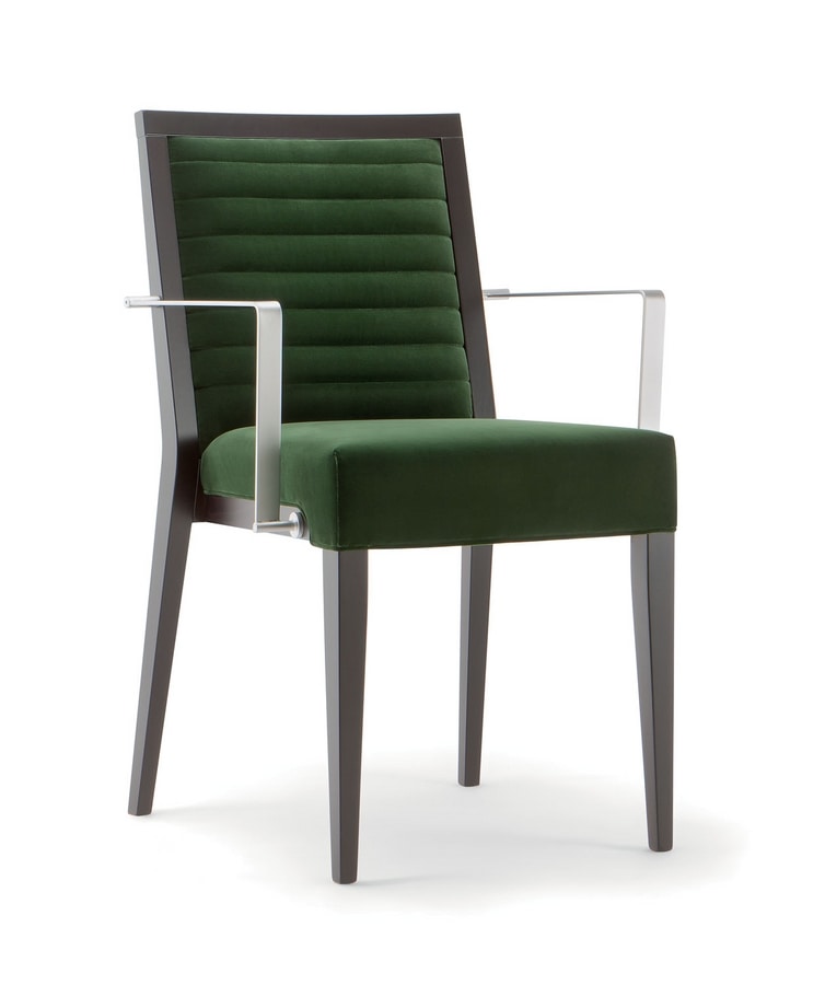GINEVRA SIDE CHAIR 031 SB F, Wooden chair with metal armrests