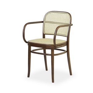 Grinzing P, Chair with armrests, in wood and Vienna straw