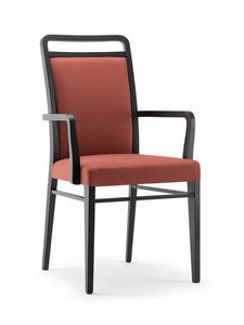 HAVANA SIDE CHAIR WITH ARMS 020 SB, Padded wooden chair, with armrests