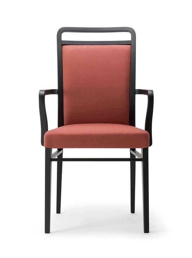 HAVANA SIDE CHAIR WITH ARMS 020 SB, Padded wooden chair, with armrests