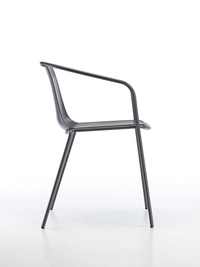 Kasia B, Metal chair, stackable, with armrests