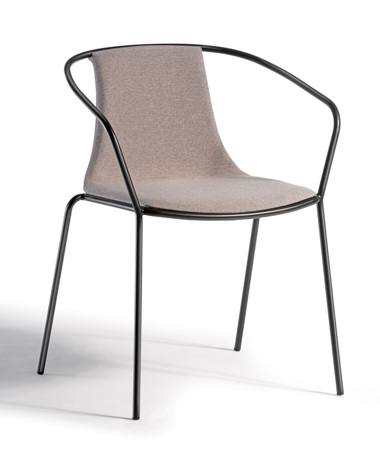Kasia B upholstered, Upholstered metal chair, with armrests