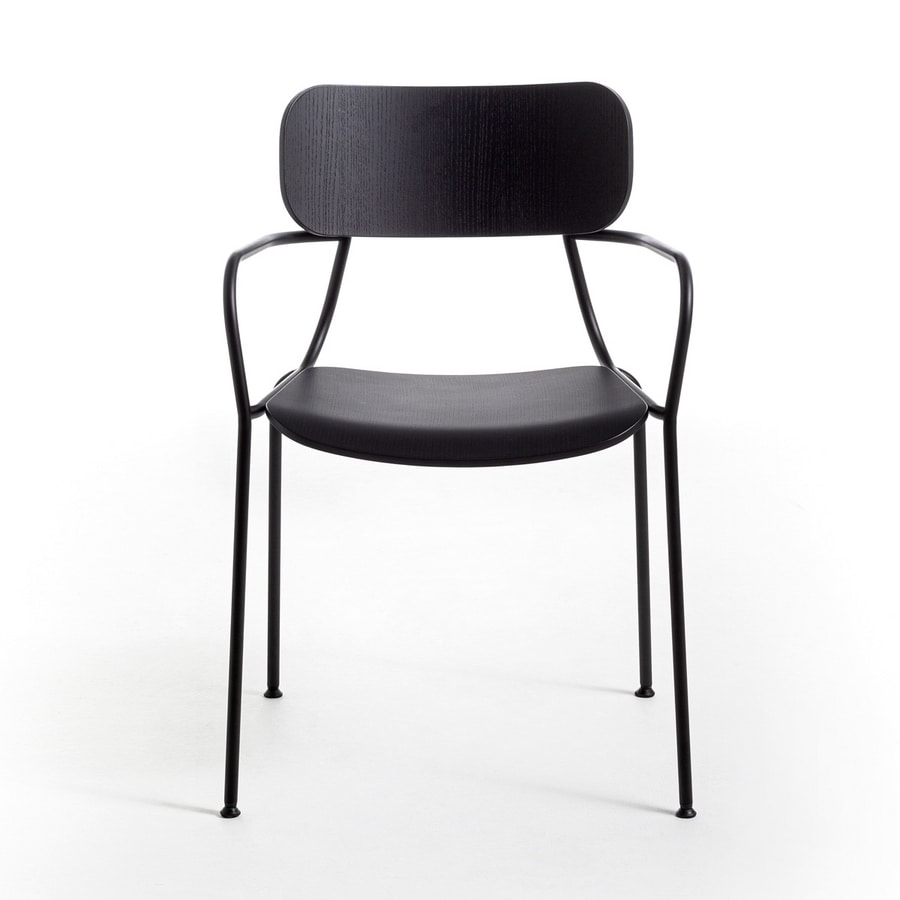 Kiyumi Wood AR, Stackable chair with armrests