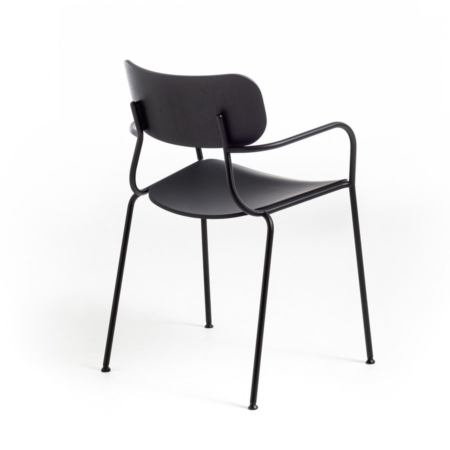 Kiyumi Wood AR, Stackable chair with armrests