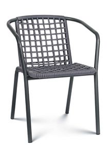 Kris, Stackable chair in metal and rope, with armrests