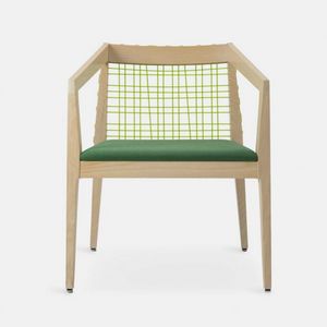 Maxine lounge, Wooden lounge chair, with woven PVC backrest