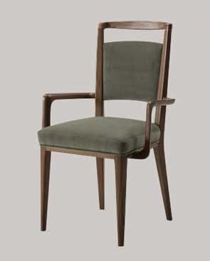 Milà chair with armrests, Wooden chair with armrests, for living room