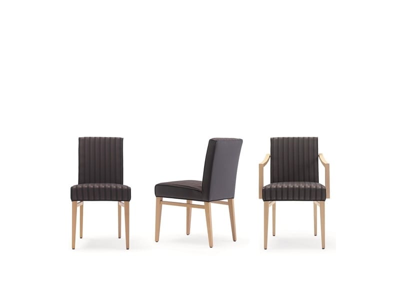 Milena-P1, Wooden chair for restaurant and hotel, with armrests