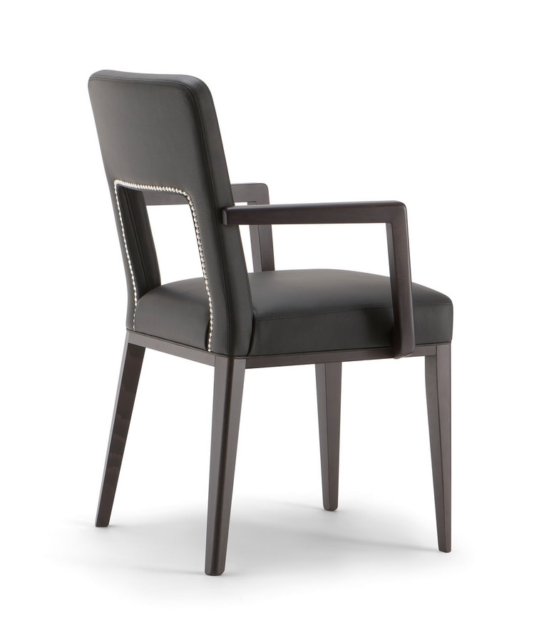 MONTREAL ARMCHAIR 024 SB, Wooden chair with armrests, perforated back