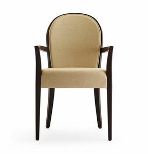 Perla P, Classic and elegant wooden chair with armrests