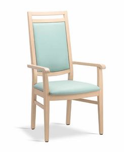 Pina PA, Armchair in wood with high backrest