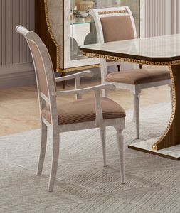Romantica chair with armrests, Chair with armrests, in marble effect wood