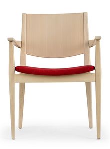 Rosa ARMS, Wooden chair with padded seat, with armrests
