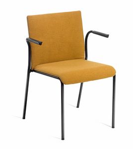 Teckel B UPH, Metal chair with armrests, stackable, padded