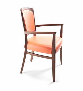 Tiffany 1 P, Chair with armrests, in wood with customizable upholstery
