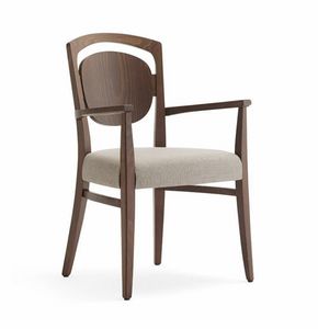 Tiffany P, Armchair in wood with upholstered seat
