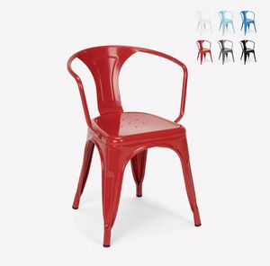 Tolix industrial chairs with steel armrests for kitchen and bar Steel Arm SM9006SA, Steel chair with armrests