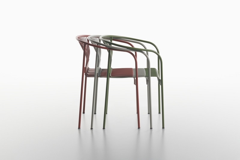Velit mod. 1800-40, Metal chair with armrests, stackable