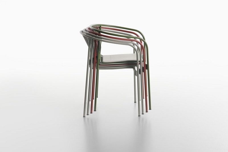 Velit mod. 1800-40, Metal chair with armrests, stackable