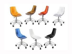 Diamante Office, Simple plastic chair with castors, for modern office