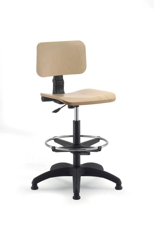 UF 349 - UF 349 Sgabello, Office chair base, seat and back in beech