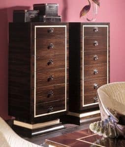 926, Veneered chests of drawers, 6 drawers, in ebony and maple essence