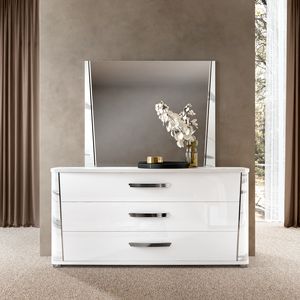Anna Art. ANBWHCM01, Modern chest of drawers, marble white lacquered finish