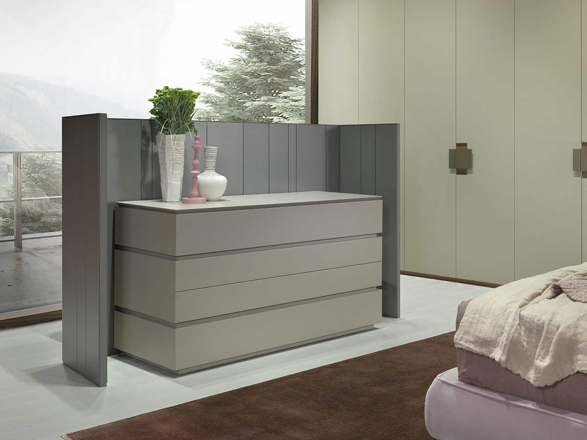 ARES chest of drawers comp.02, Dresser with a linear design