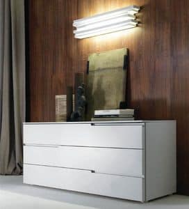 BLOOM chest of drawers, White lacquered chest of drawers