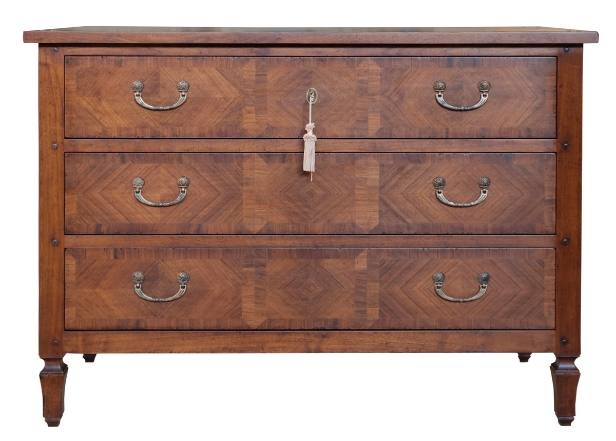 Cambronne VS.1039, 18th-century-style inlaid Italian chest of drawers with three drawers