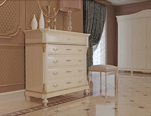 Carlotta chest of drawers, Lacquered chest of drawers, with gold details