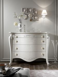 Chanel Madreperla bedroom drawers, Bedside tables and chest of drawers with mother of pearl finish
