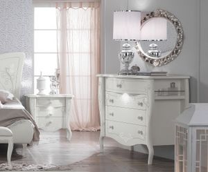 Chloè bedroom drawers, Dresser and bedside tables in matt white lacquer