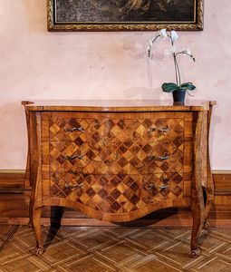 Delacroix RA.0759, Shaped chest of drawers in walnut, inspired by the Italian 18th century